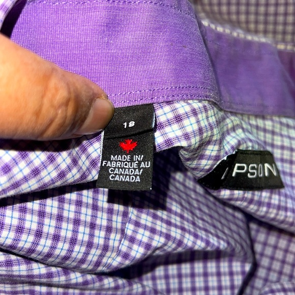 LIPSON - Men’s Lilac Checkered Dress Shirt - Picture 6 of 8